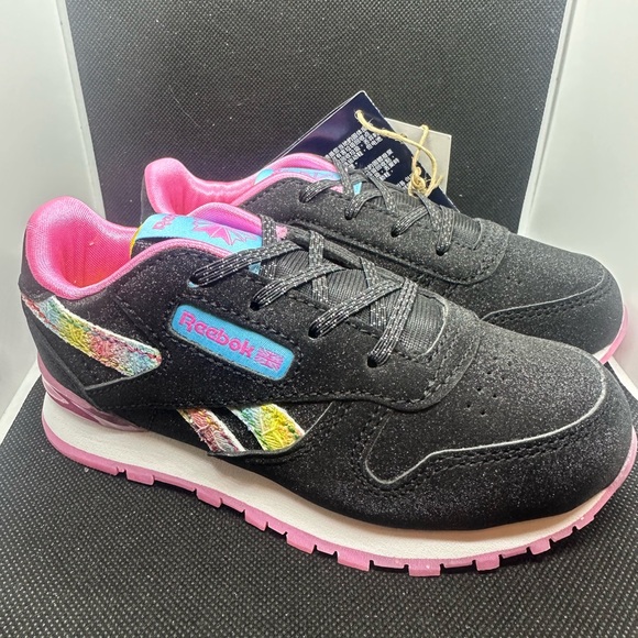 Reebok Other - Reebok Classic (Light Up) Kids Black Sneakers with Pink and Multicolor Accents